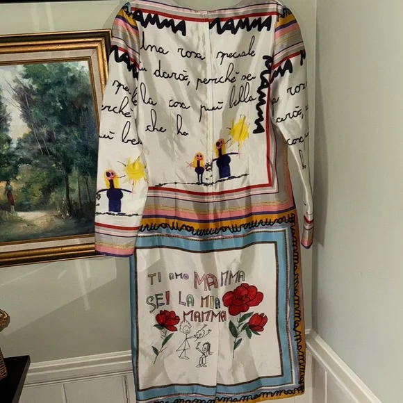 Dolce & Gabbana Mama Mamma dress Mother’s Day Colorful Graphic Long Sleeve Dress - Picture 4 of 11